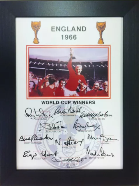 England 1966 World Cup Winners A4 signed Framed