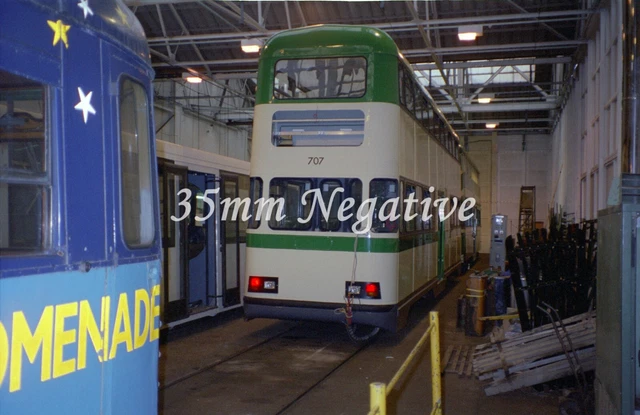 BLACKPOOL TRANSPORT BALLOON TRAM 707 RIGBY ROAD COMPOUND 35mm NEGATIVE ...
