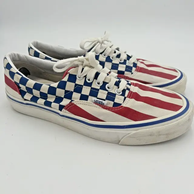 Vans Era 95 DX Skate Shoes Mens 10.5 Red White Blue Check Stripe Patriotic 4th