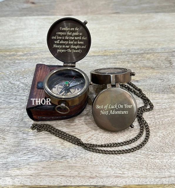 Engraved Brass Nautical Best Of Luck Compass 2 Inch Memory Present Birthday Gift