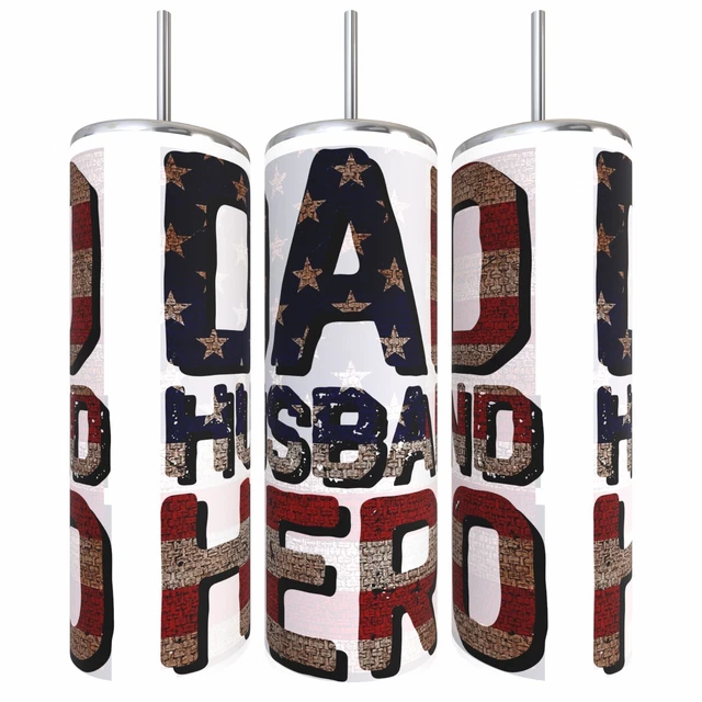 Dad, Husband, Hero, Red/White/Blue (Flag) 20oz Sublimation Skinny Tumbler