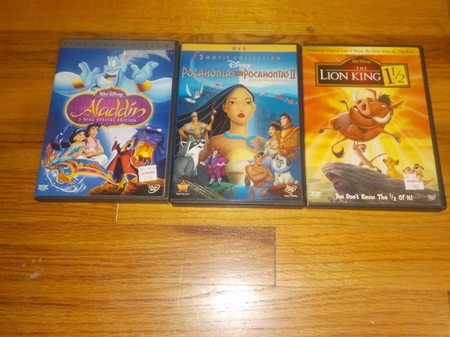 The Lion King 1 1/2 / Aladdin / Pocahontas 1 &  2 DVD LOT