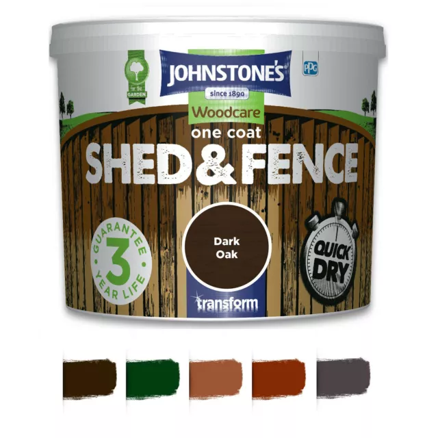 5L/9L Johnstones Woodcare One Coat Shed and Fence Paint Garden UV Protection UK