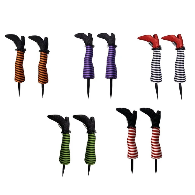 Vibrant Halloween Witch Legs Ornament Perfect for Yard Party Decor Set of 2