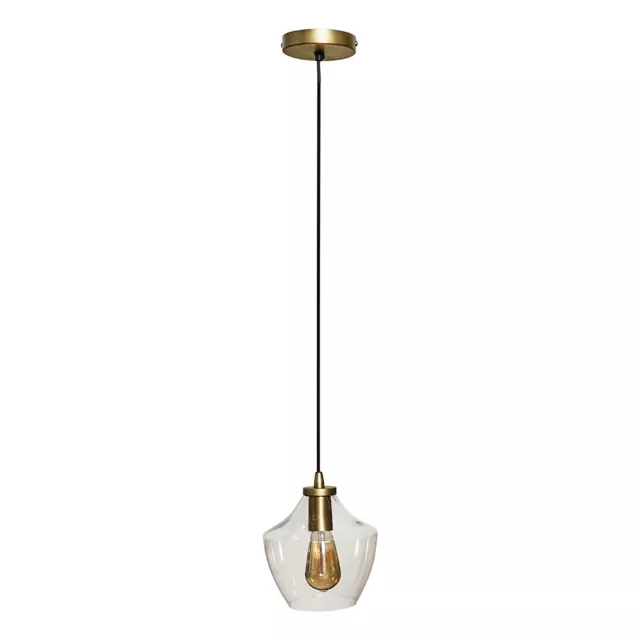 Vintage Ceiling Light Fitting Antique Brass Glass Electric Pendant LED Bulb