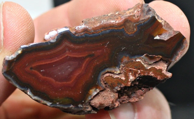 Laguna Agate Mexico 2oz 56g Black w/ Reds Cut & Polished Glass Finish 2" X 1"