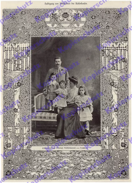 Ehzg. Franz Ferdinand Familie Kinder Habsburg K.u.K. Kaiserhuldigung Wien 1908