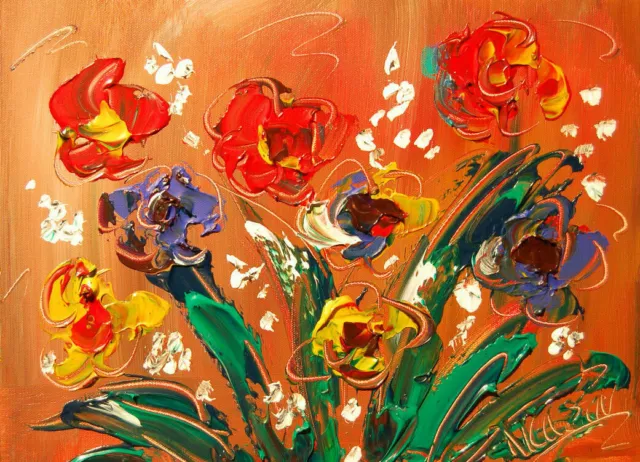 FLOWERS  by  Mark Kazav  Large Abstract Modern Original Oil Painting POP ART TRY