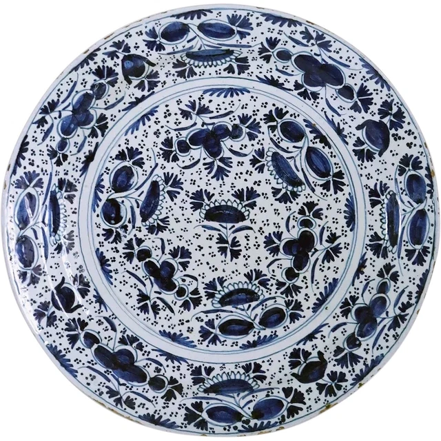 Antique English/Dutch Delft Faience Tin-Glazed Earthenware Blue & White Plate
