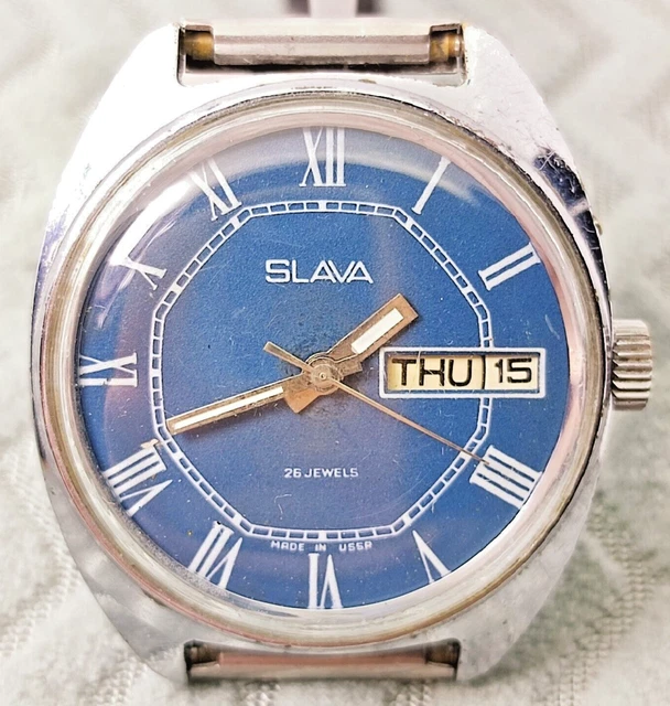 ⭐Vintage Soviet wrist watch SLAVA mechasnical 2427 26 jewels Made in USSR 1980s#