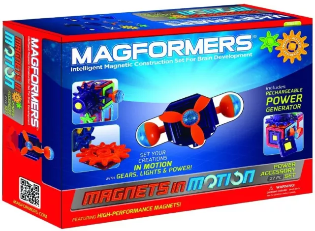 Magformers Magnetic in Motion 27pc Power Accessory Set Building Blocks Stem NIB