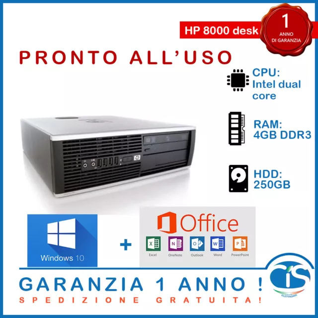 HP PC Desktop WINDOWS 10 WORD EXCEL ORIGINALE RICONDIZIONATO 4GB RAM COMPUTER