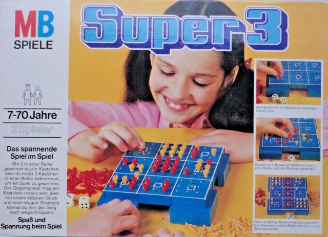 Super 3 MB Spiele 1978 Vintage komplett, RARITÄT, gepflegt, Gesellschaftsspiel