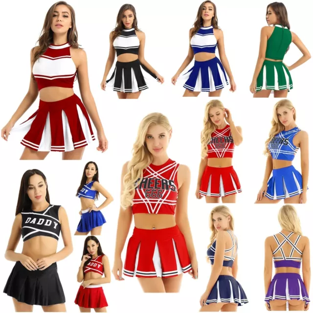 Women Adult Charming Cheerleader Uniform Cosplay Costumes Fancy Dress Outfits
