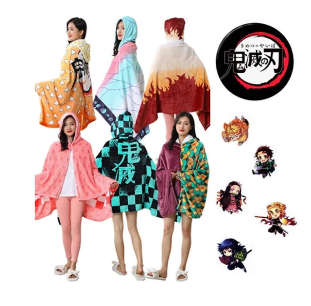 ANIME DEMON SLAYER Cloak Cosplay Blanket Tanjirou Zenitsu Giyuu Hooded