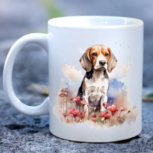 Pet Dog Mug, watercolour Beagle - Ideal Gift, Birthday, Christmas