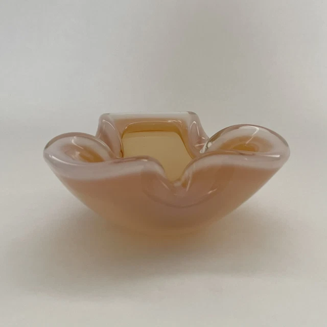 Piatto / posacenere vintage Murano Sommerso Geode in caramello e bianco circa 60