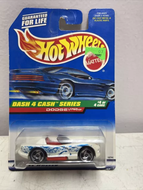 Hot Wheels 1998 Dash 4 Cash Dodge Viper RT/10 Convertible White Die Cast 1:64