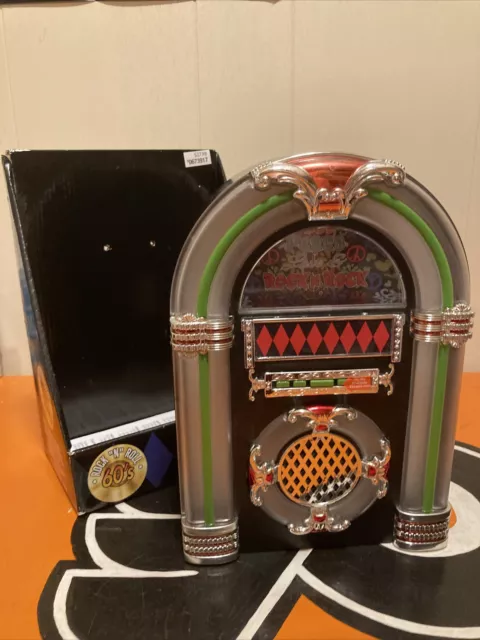 Rock N Roll 60s Tabletop Jukebox Illuminated And Musical Centerpiece 3 Songs
