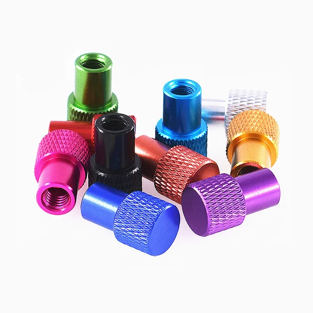 Dadi pollice M5 Knurred lega di alluminio dado zigrinato colori foro cieco