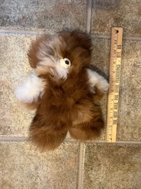 Real Alpaca Fur Creamy Brown Teddy Bear 11” Super Soft Made in Peru Toy Plush