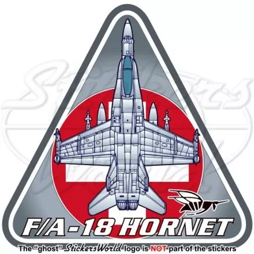 McDonnell Boeing F-18 HORNET SUISSE Armée de l'Air 95mm Vinyle Autocollant