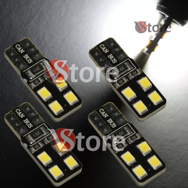 4 LED T10 Lamps 8 SMD 2835 Canbus White No Error Xenon Position Lights Plate