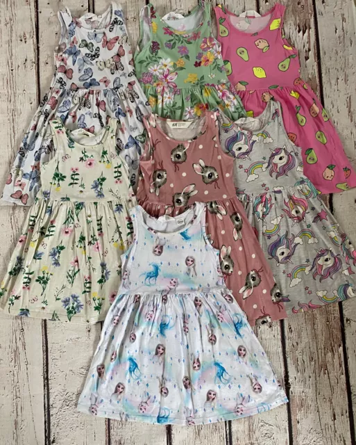 H&M girls summer dress bundle x7 age 4-6 years frozen rabbits flowers
