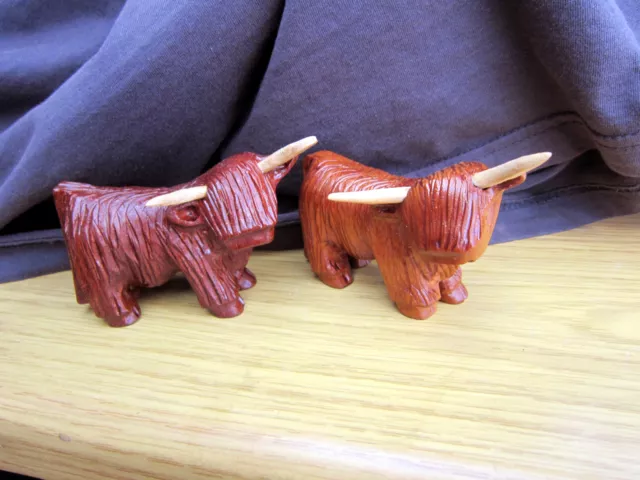 carved wooden highland cow, coo, cattle, Scottish