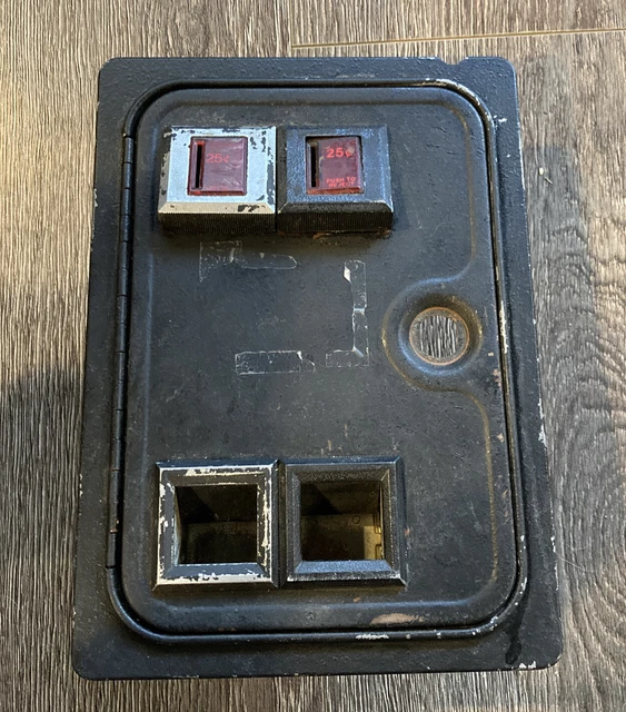 Asahi Seiko arcade service door w/ 2 coin mechanisms - untested - for parts