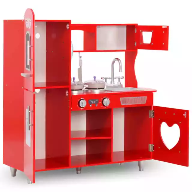 Cuisine en jouet pour enfants MDF 84x31x89 cm Rouge vidaXL 2