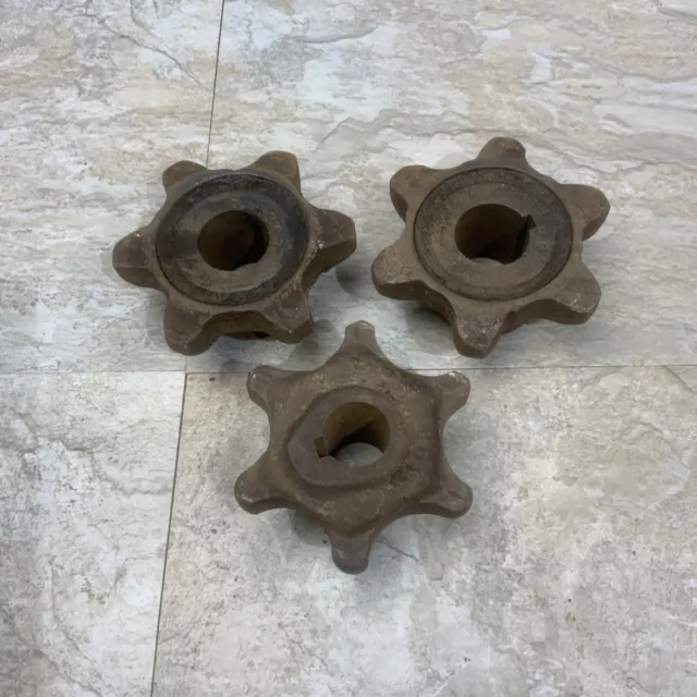 3- Antique Vintage Cast Iron Gears Cogs Sprockets Industrial Steampunk