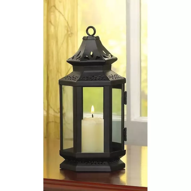 Small 8" Black Stagecoach Lantern Candle Holder Wedding Table Centerpieces