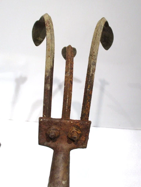 Vintage  19" Garden Hand  Claw Rake  3 Tines Wood Handle Tool