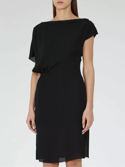 REISS Yen Drape Asymmetric Back Cocktail Dress Smart Party Size 2 2