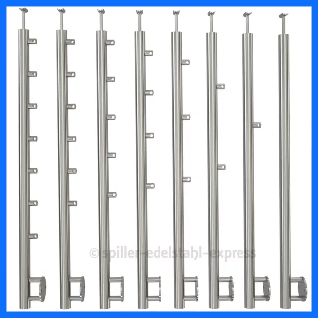 V2A Edelstahl Pfosten 12mm Stabhalter seitliche Montage Ø 42,4x2 Geländer Balkon