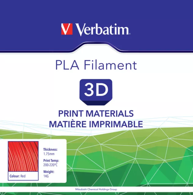 Mitsubishi Verbatim  PLA 1.75mm 1KG - Red 3D Printer Filament P/N 55270