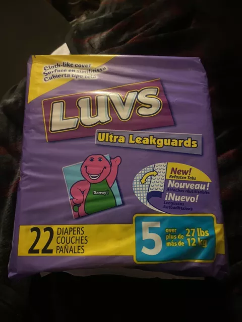 4 VINTAGE LUVS Ultra Leakguard BARNEY Plastic Diapers Size 2 from The ...