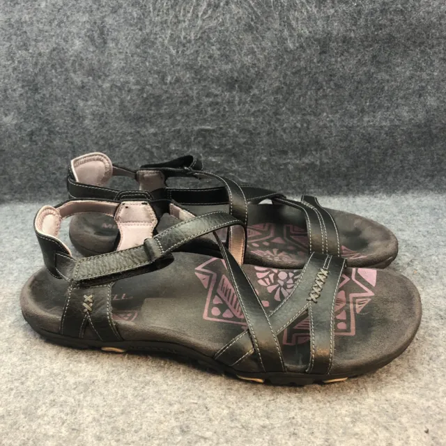 Merrell Womens Sandspur Black Purple Leather Strappy Outdoor Sandals Shoes Sz 10