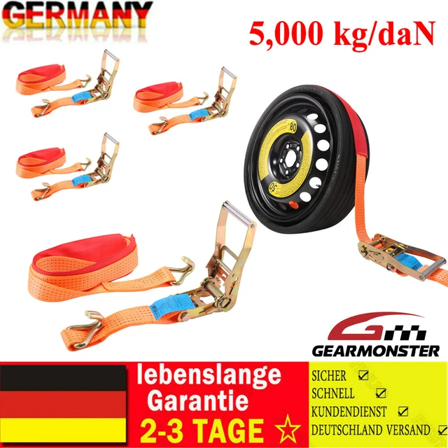 4x Spanngurte Autotransport Reifengurt Radsicherung 5000kg 50 Mm Zurrgurte Gurt