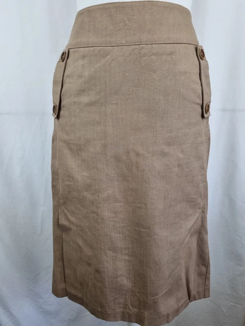 Gonna in cotone marrone Reiss midi con tasche laterali e patta anteriore e posteriore taglia 10
