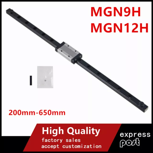 MGN12H MGN9H Linear Rail 100MM-600MM  +MGN12H /9H Slide Block For 3D Printer