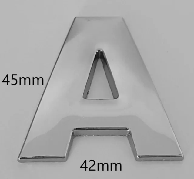 45 mm de alta calidad 3D metal cromo autoadhesivo letras emblema insignia.
