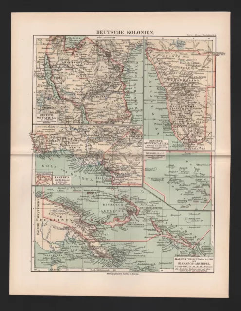 Landkarte map 1892: DEUTSCHE KOLONIEN. Südsee KAISER-WILHELMS-LAND.