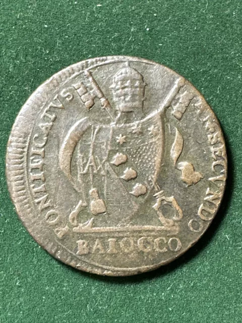 PAPAL STATES MDCCCII ( 1802 ) Copper Coin 1 BAIOCCO  Pope PIUS VII