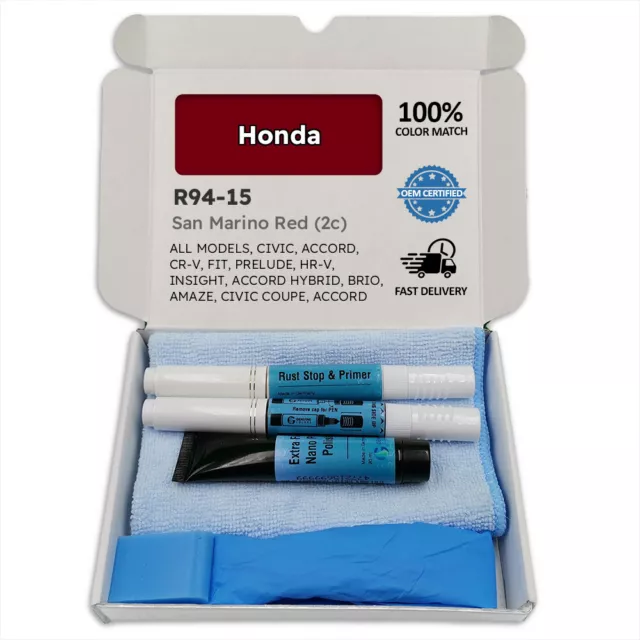 R94 15 San Marino Red (2c) Touch Up Paint for Honda CIVIC ACCORD CR V FIT PRELU