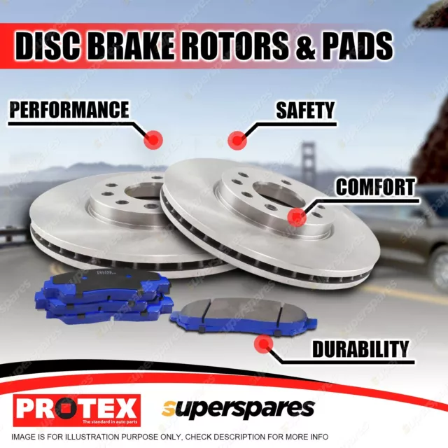 Protex Front Brake Rotors + Blue Pads for Nissan Navara D40 D40M Pathfinder R51