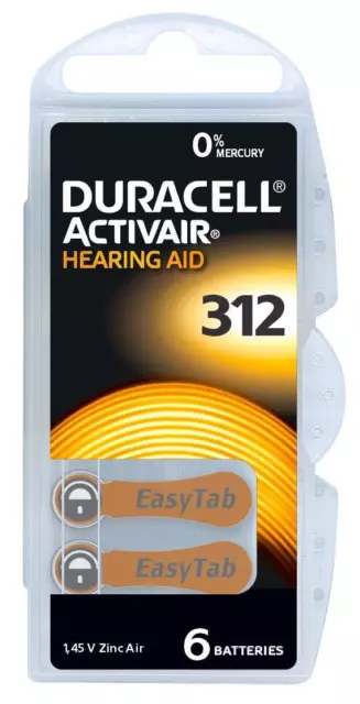 30 x Duracell Activair Hörgerätebatterien PR41 Typ 312 Braun 5 x 6er Blister 2