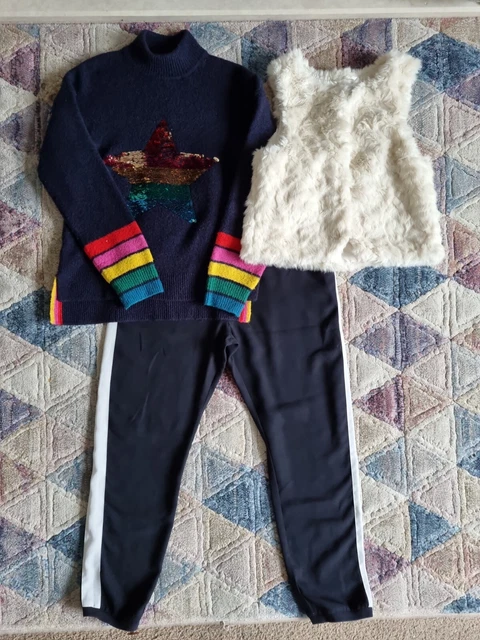 Girls size age 9-10 years Next H&M jumper trousers gilet outfit bundle 8