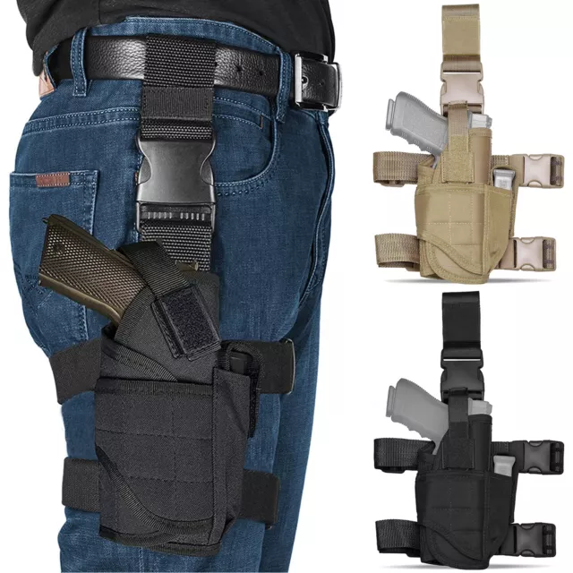 Military Drop Leg Holster Tactical Thigh Pistol Gun Pouch Right Hand Adjustable